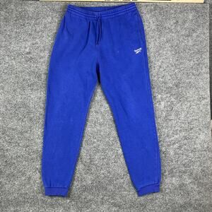 Reebok Sweatpants Mens Size M Royal Blue Logo Jogger Athletic Fit Lounge Pants